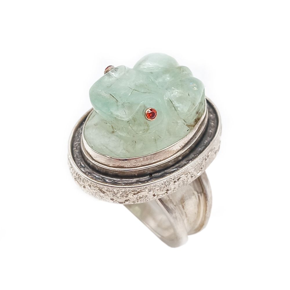 Кольцо с бериллом, серебро