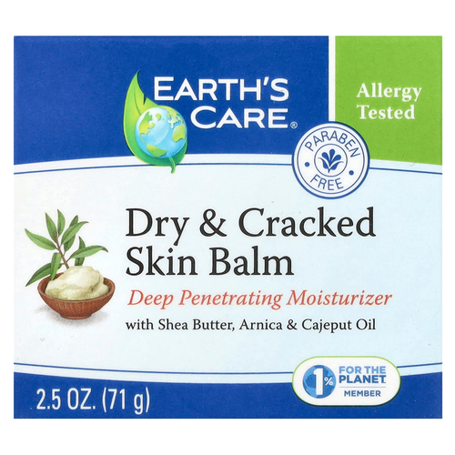 Earth's Care, Бальзам для сухой и потрескавшейся кожи, с маслом ши, арникой и маслом каяпуты, 71 г (2,5 унции)
