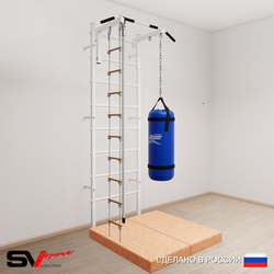 Шведская стенка Sv Sport усиленная 6146 (Турник стандарт/Канат/Лестница/Цепь/Мешок 22кг/Мат 1м)