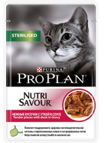 ProPlan 85г пауч NutriSavour Sterilised Влажный корм для стерилизованных кошек Утка (соус)