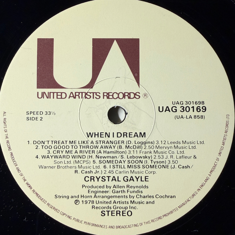 Crystal Gayle ‎– When I Dream (Англия 1978г.)