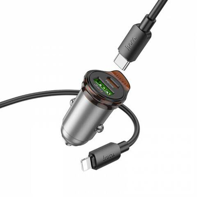 Автомобильное зарядное устройство для Lighting Hoco NZ16A PD25W+QC3.0 (grey)
