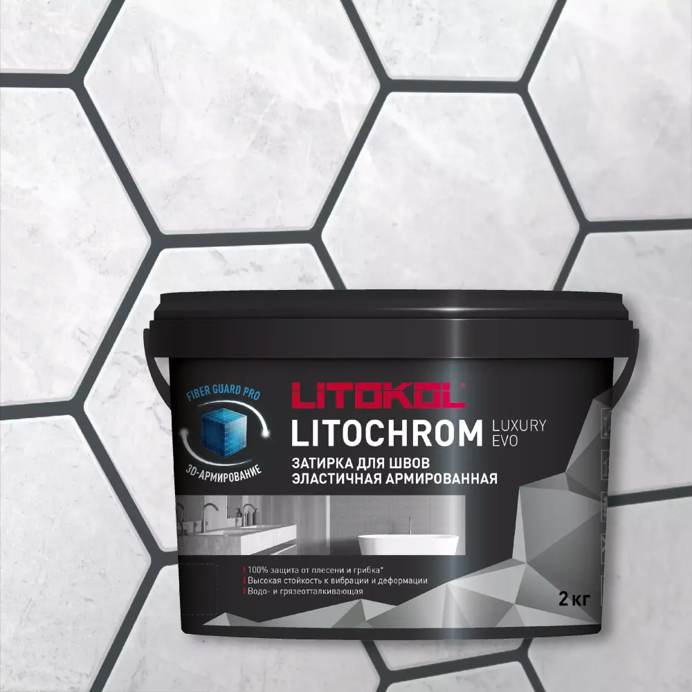 Затирка швов цементная Litokol Litochrom 1-6 Luxury Evo LLE.140 мокрый асфальт, ведро 2 кг