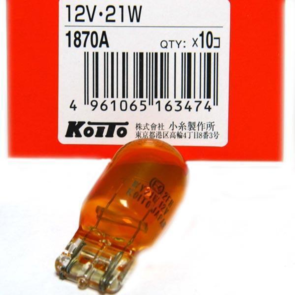 Лампа KOITO WY21W 12V21W WX3*16d T20 AMBER ECE 1 нитевая желтая