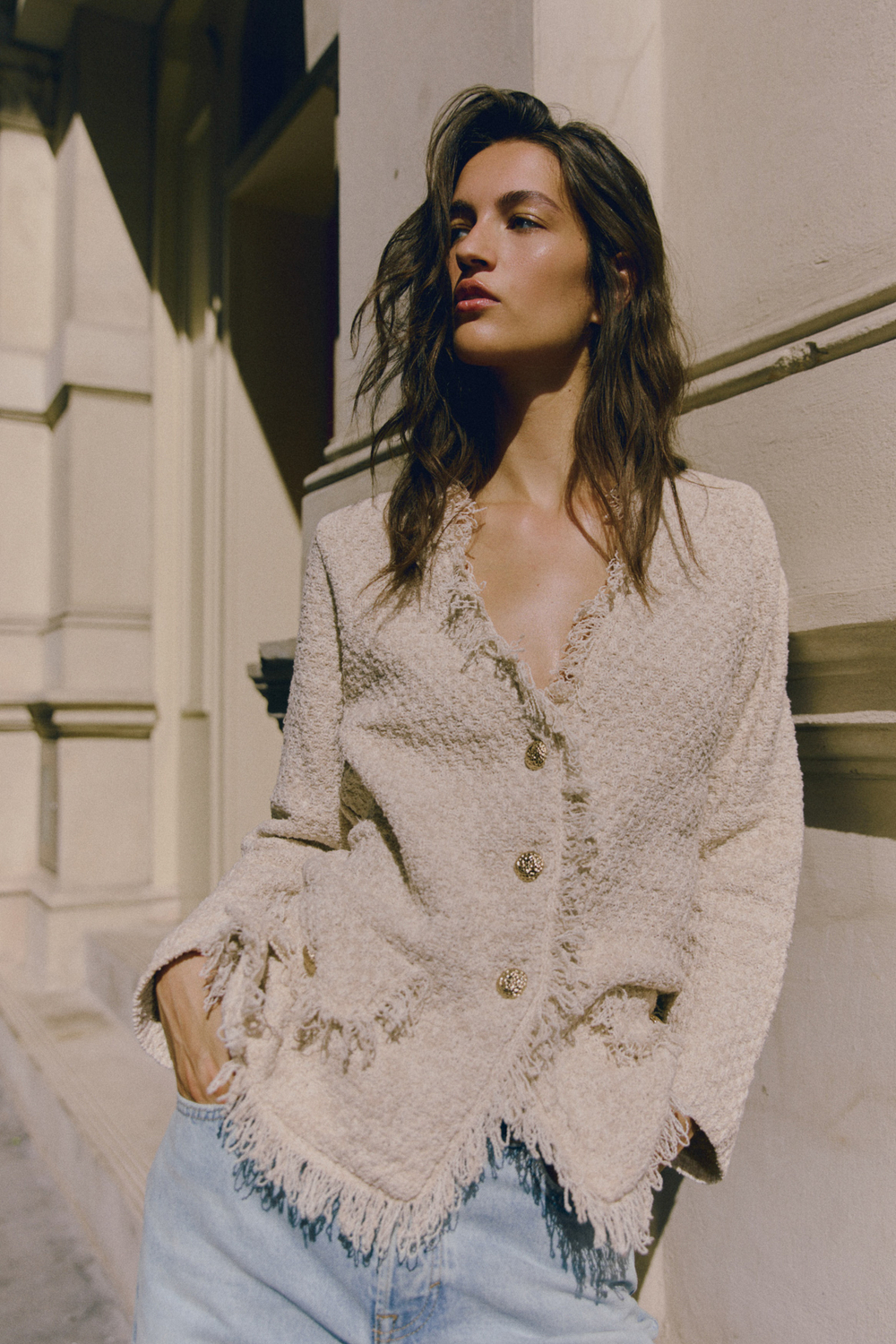 Кардиган с косами и бахромой - H&M
