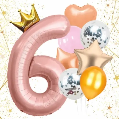 Набор шаров 8 шт «6 - Prince», розовый (цирфа + 7 шаров)
