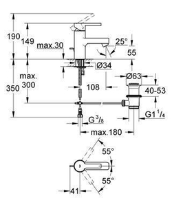 Смеситель для раковины Grohe Lineare 32115 000 схема