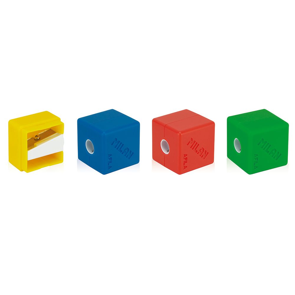 Точилка пластиковая Cubic 1 отверстие 16 шт, ассорти, Milan 20154216