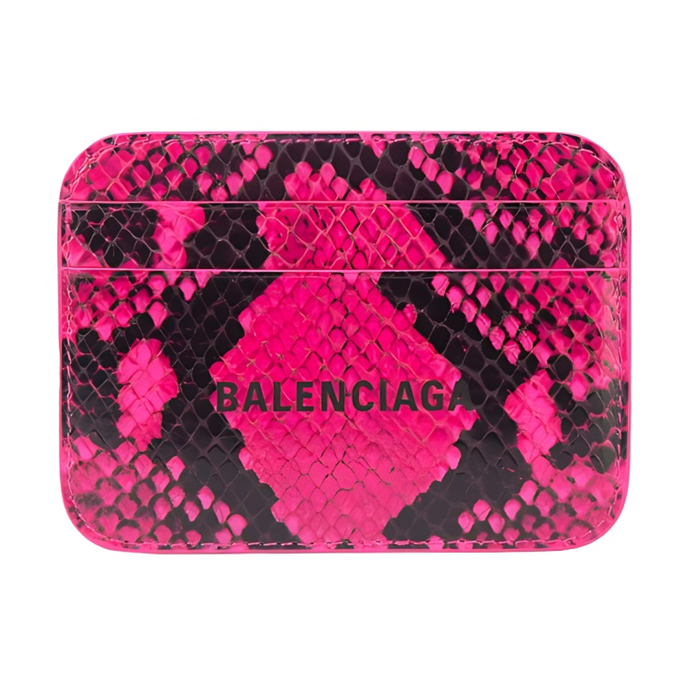 Balenciaga Cow Leather Card Holder Unisex Black Red Multicolor