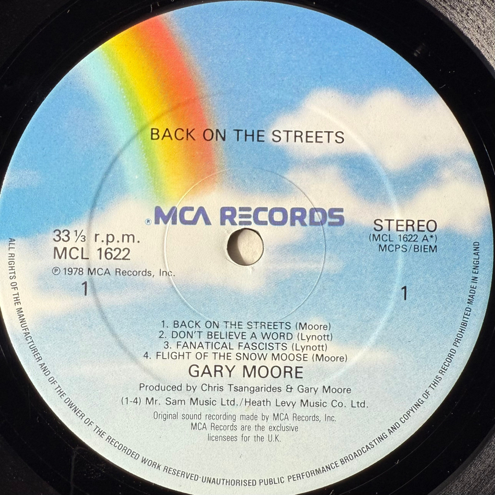 Gary Moore ‎– Back On The Streets (Англия 1981г.)