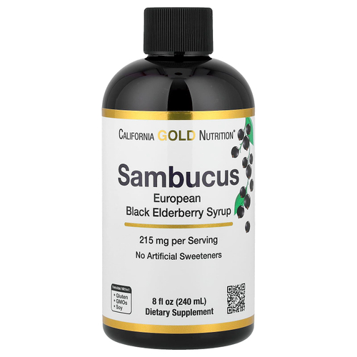 California Gold Nutrition, Sambucus, сироп из бузины для взрослых, 240 мл (8 жидк. унций)
