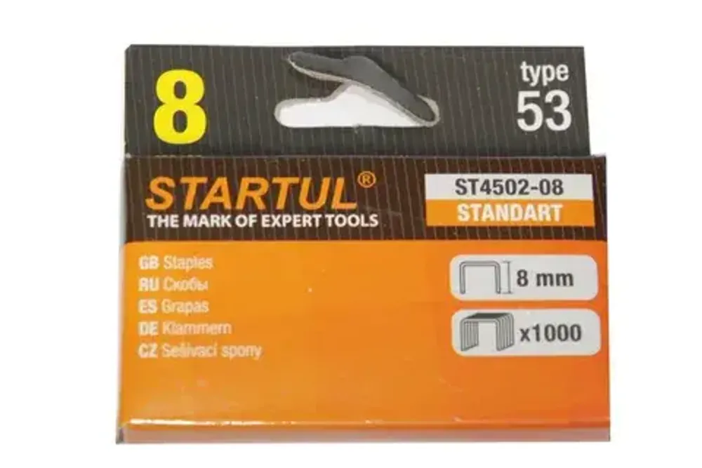 Скобы 8мм тип 53 (1000шт) STARTUL STANDART (ST4502-08), арт.ST4502-08