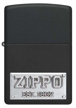 Зажигалка Zippo License Plate с покрытием Black Matte, латунь/сталь, черная, 38x13x57 мм