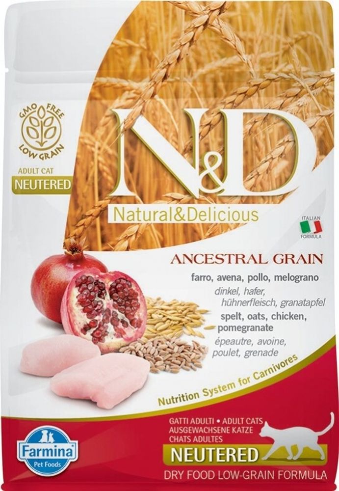 Сухой корм Farmina N&D Ancestral Grain Cat Neutered низкозерновой для стерилизованных кошек и кастрированных котов 5 кг Сухой корм Farmina N&D Ancestral Grain Cat Neutered низкозерновой для стерилизованных кошек и кастрированных котов 5 кг