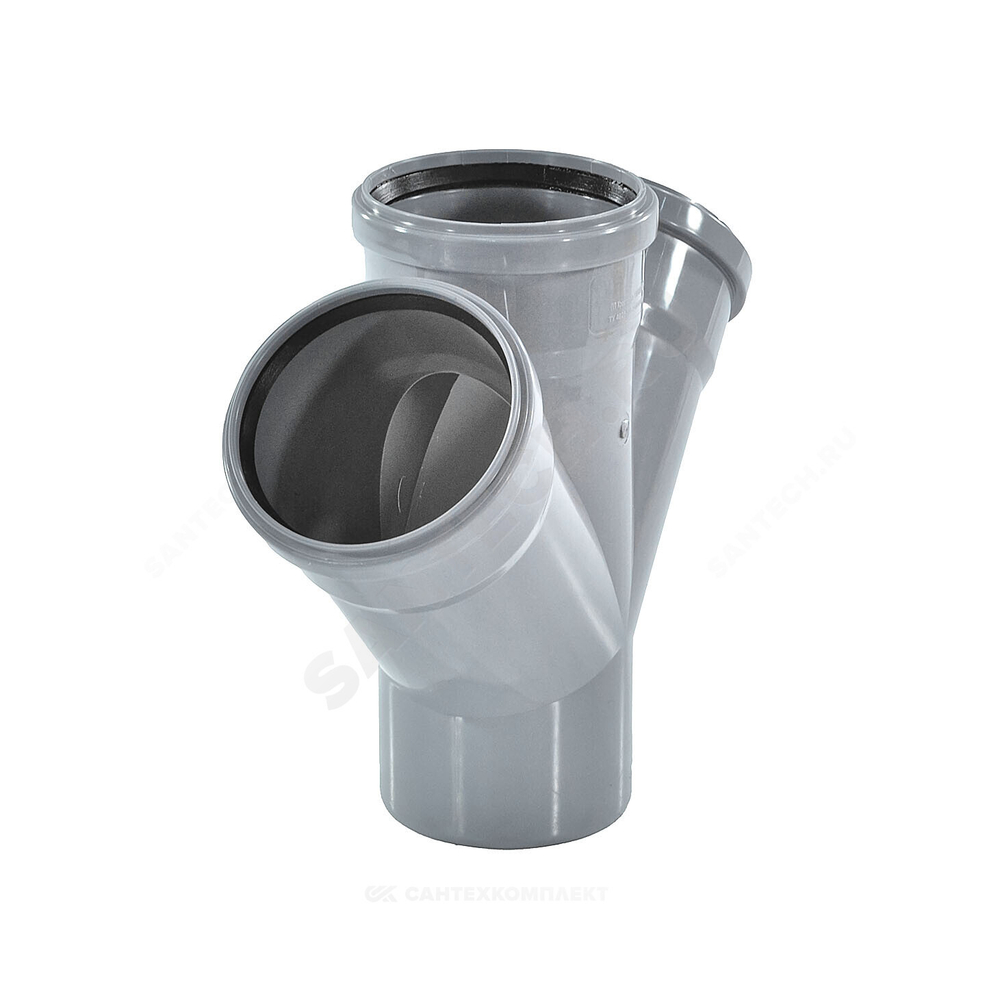 Крестовина PP-H 1-плоскостная серый BASE Дн 50х50х50х45гр б/нап в/к VALFEX 27105050