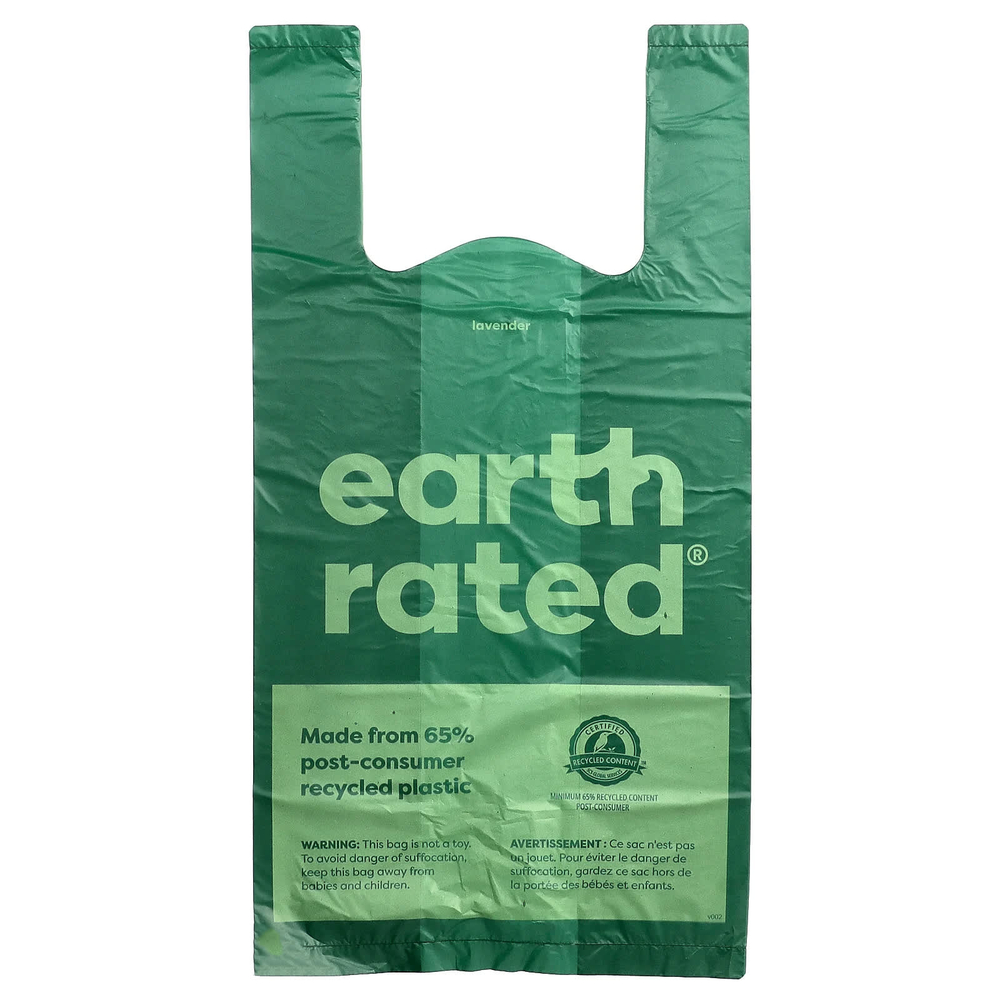 Earth Rated, пакетики для какашек с ручками для собак, лаванда, 120 пакетиков с ручками