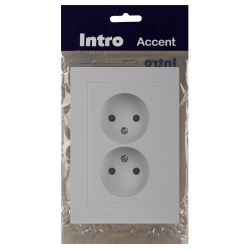 Розетка Intro Accent 6-204-01 двойная 2х2P 16А-250В IP20 СУ AL/CU белый | Intro