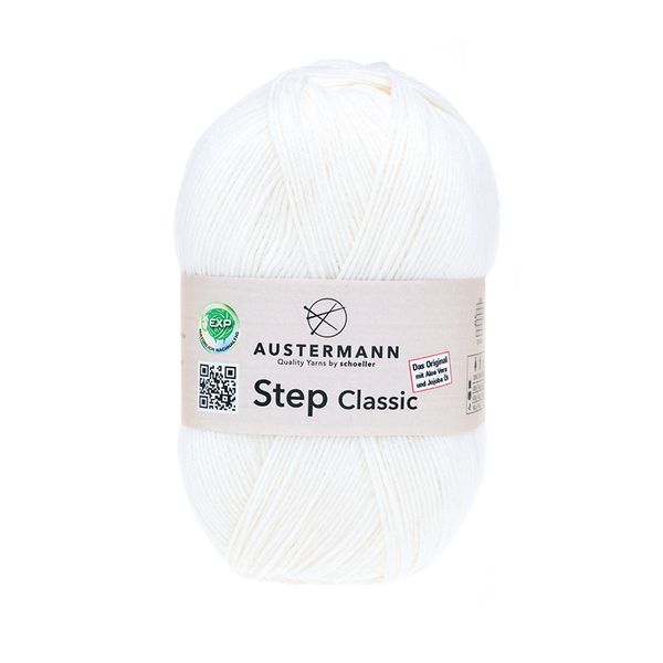 Пряжа Austermann (Аустерманн) Step Classic EXP / уп.5 мот. по 100 г, 420м, белый
