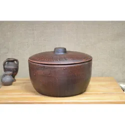 Супница пельменница кашник 2,8 л d 20,5 см h14,8/10,8 см с крышкой "Кухни мира" красная глина P.L.
