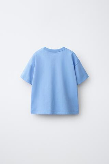 ZARA ФУТБОЛКА С ПРИНТОМ MAMÁ Y PAPÁ, ГОЛУБОЙ
