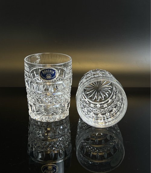 Стаканы на 2 персоны "Brittany", хрусталь, алмазная грань, Bohemia Crystal (Bohemia Glass), Чехословакия, 1970-1980 гг