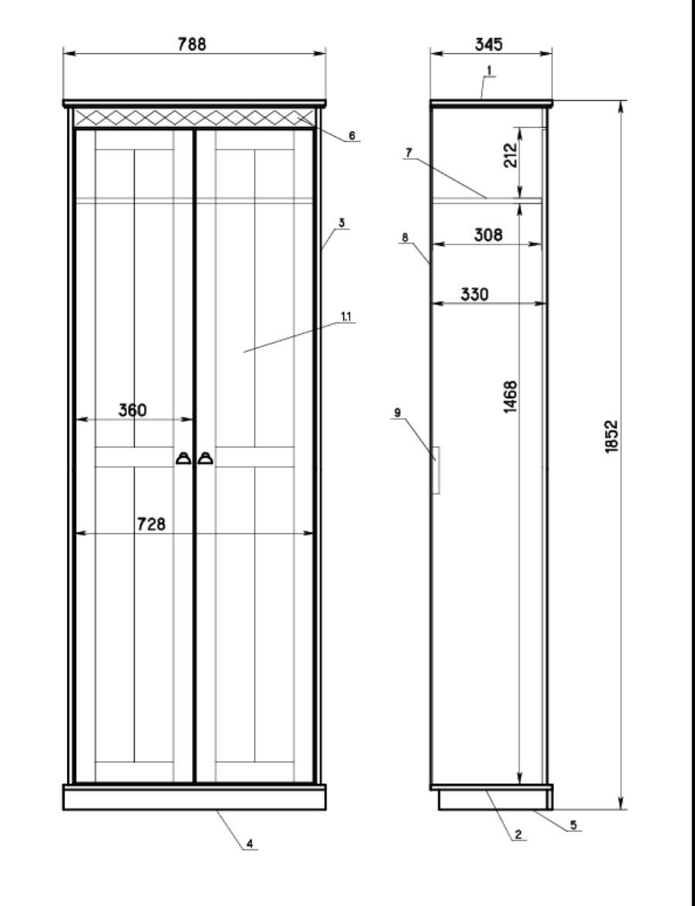Шкаф Индра для одежды, 185х78,8х34,5, шкаф распашной, изумрудный, Dipriz