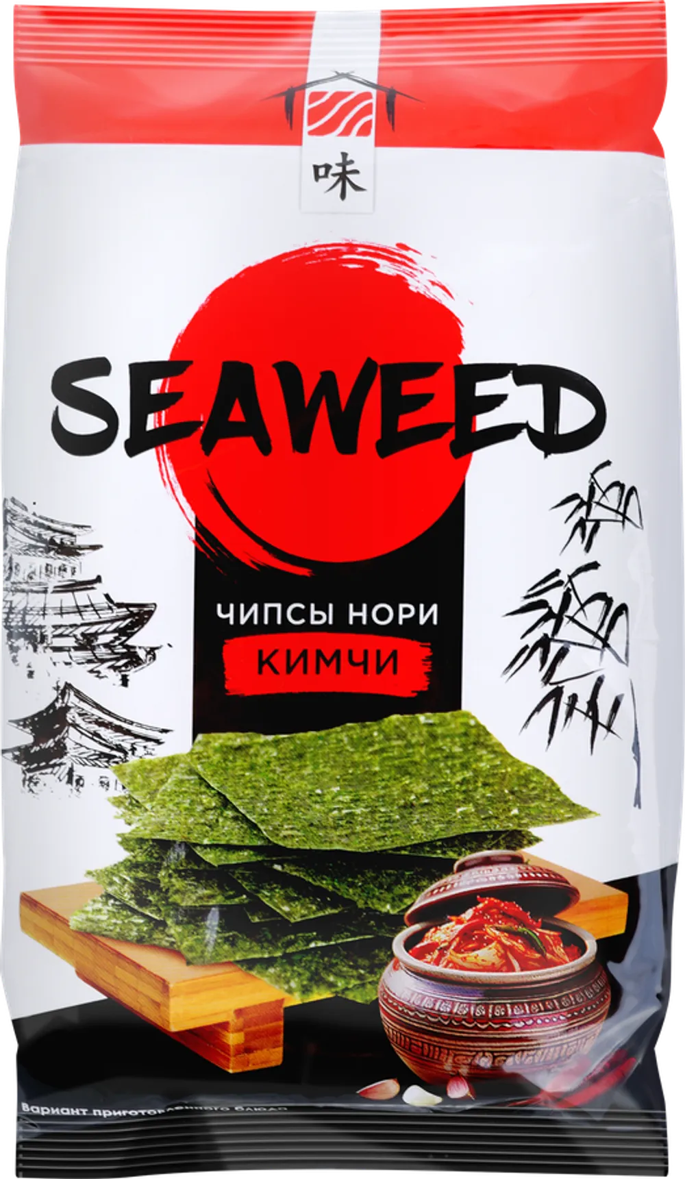 Чипсы Нори из морской капусты со вкусом кимчи 4,5г (Флоупак)1/32 5Морей