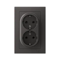 Розетка двойная с заземлением без шторок Systeme Electric AtlasDesign Базальт ATN001424