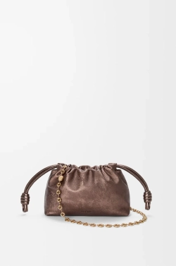 Loewe Мини-сумка Flamenco из телячьей кожи с муаровым принтом, бронзовый
