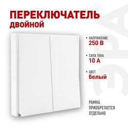 Переключатель ЭРА Arktik 16-1106-01 двойной 10АХ-250В белый | Эра Arktik