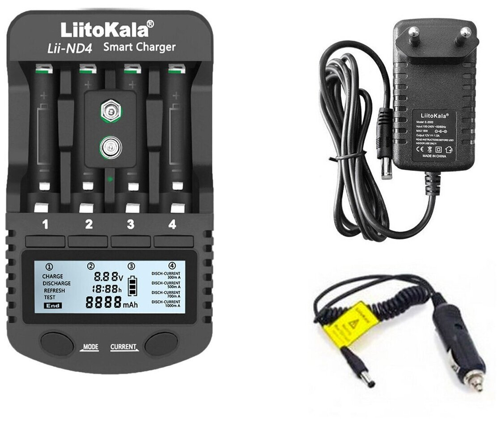 Аккумуляторная батарея LiitoKala Lii-ND4 NiMH/Cd 1,2 в AAA с ЖК-дисплеем и проверкой емкости аккумуляторов 9 В