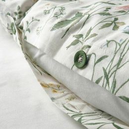 Комплект постельного белья IKEA TIMJANSMOTT (ТИМЬЯНСМОТТ), Односпальный, Белый с рисунком, 150x200, 50x80 см