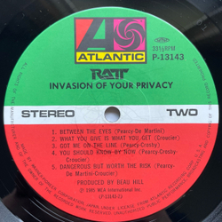 Винтажная виниловая пластинка LP Ratt Invasion Of Your Privacy (Япония 1985) (Без Оби)