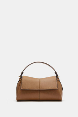 ZARA СУМКА С ДЕКОРАТИВНОЙ СТРОЧКОЙ, ТЕМНЫЙ РЫЖЕВАТО-КОРИЧНЕВЫЙ