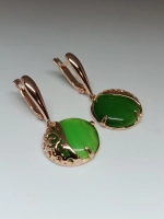 Серьги серебряные со вставкой кошачий глаз