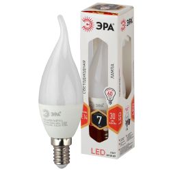 Лампа светодиодная ЭРА STD LED BXS-7W-827-E14 7Вт свеча на ветру теплый белый свет Е14 | Лампы cветодиодные Свеча (B/C)