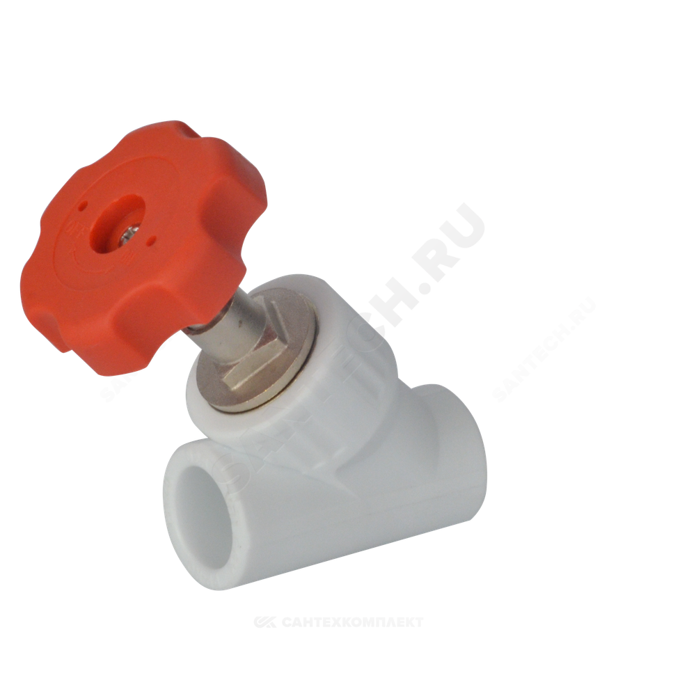 Клапан (вентиль) PP-R запорный белый Дн 32х45гр внутренняя пайка VALFEX 10174032