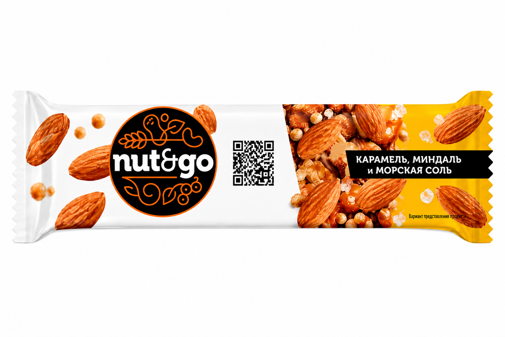 Батончик Nut and Go миндальный, 18 шт по 34 г