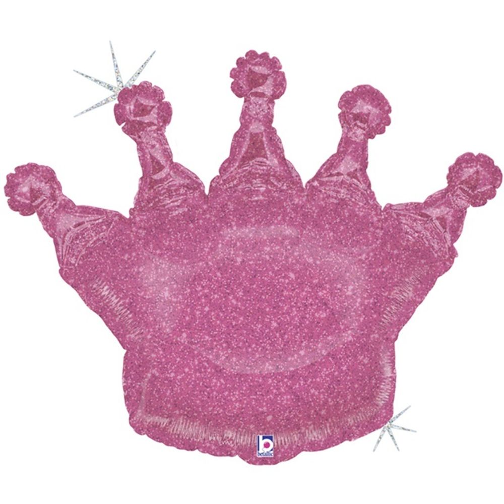 Шар Фигура Корона розовая голография Шар Фигура Корона розовая голография