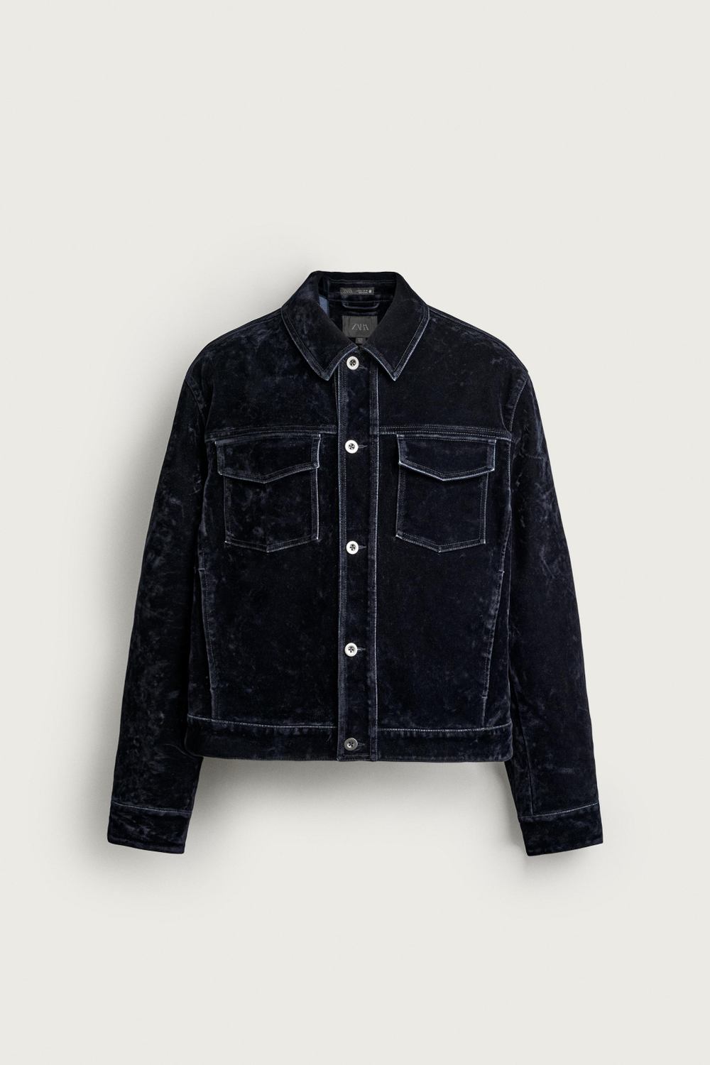УКОРОЧЕННАЯ ДЖИНСОВАЯ КУРТКА С ФЛОКОМ — ZARA · 8491/801