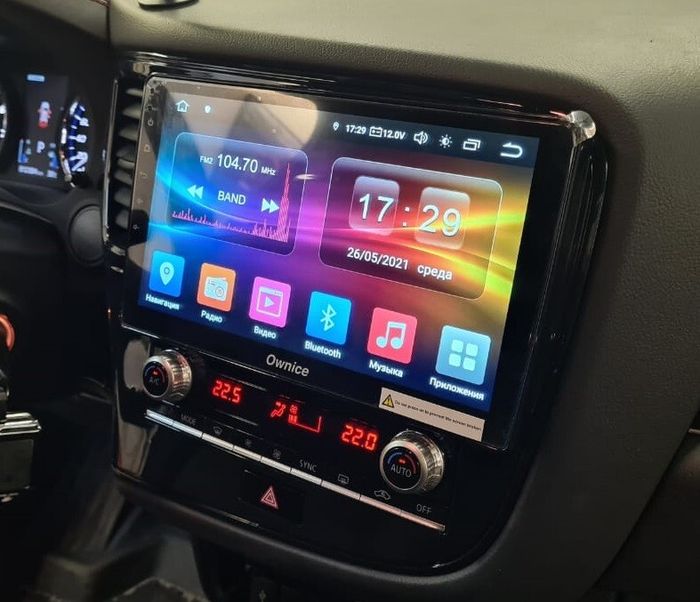 Магнитола для Mitsubishi Outlander 3 2019-2022 (прямоугольный климат) - Kuberg OL-1573 QLed, Android 12, Быстрая, CarPlay, 4G SIM-слот