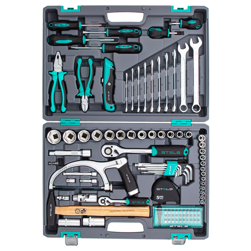 Набор инструментов, 1/2", 1/4", CrV, пластиковый кейс 98 предметов Stels 14111