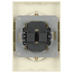 Розетка ЭРА Galaxy 15-2105-02 с заземлением двойная 2X2P+E Schuko со шторками IP20 16А-250В слоновая кость | Эра Galaxy