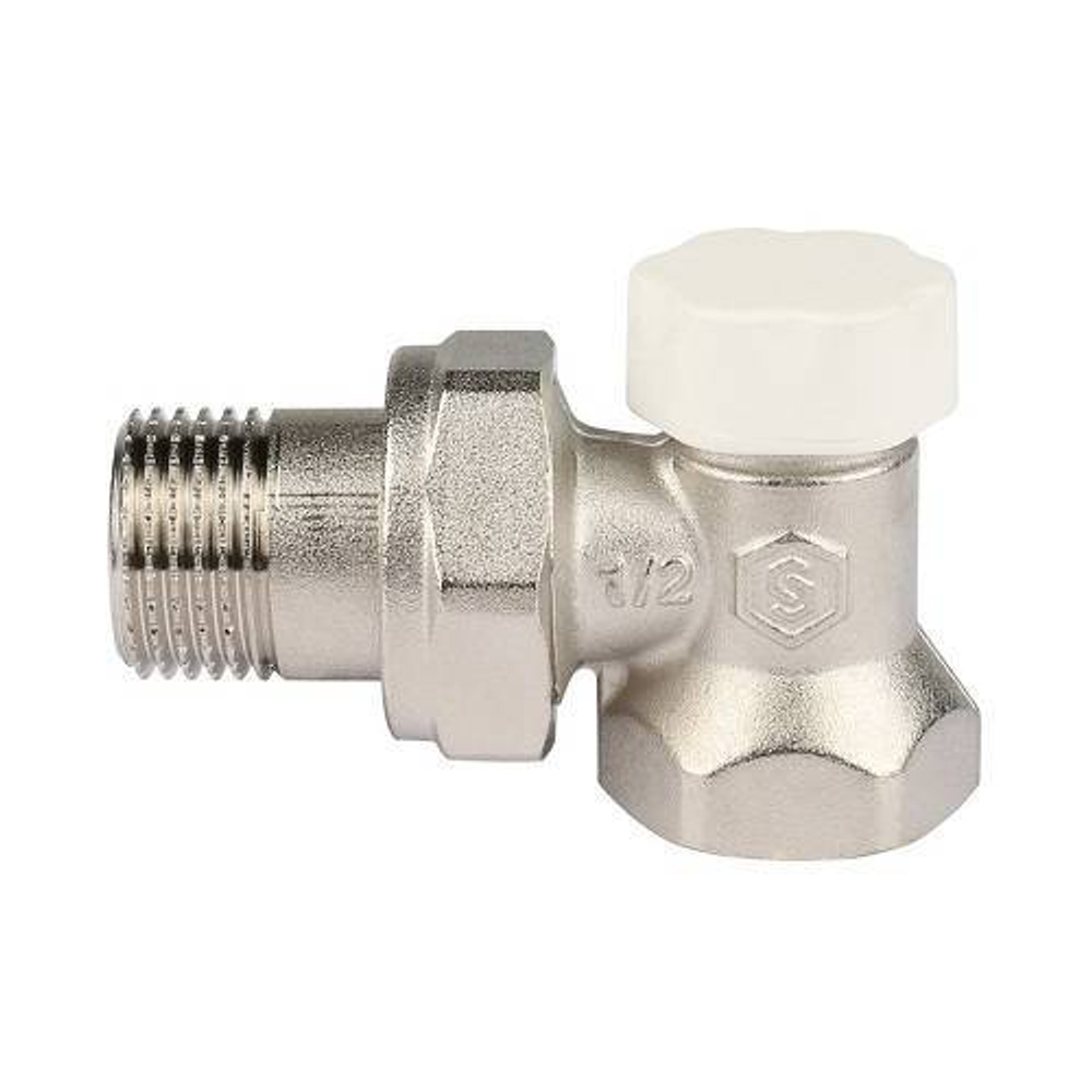 Клапан балансировочный угловой STOUT - 1/2" (ВР/НР-американка, PN10, Tmax 120°C)