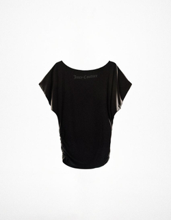 BERSHKA X JUICY COUTURE ФУТБОЛКА С КОРОТКИМИ РУКАВАМИ, ЧЕРНЫЙ