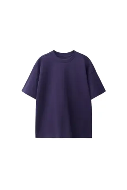 ZARA БАЗОВАЯ ОДНОТОННАЯ ФУТБОЛКА, ТЕМНО-СЛИВОВЫЙ