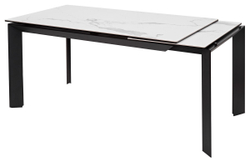 Стол CREMONA 140 HIGH GLOSS STATUARIO Белый мрамор глянцевый, керамика/ черный каркас, ®DISAUR