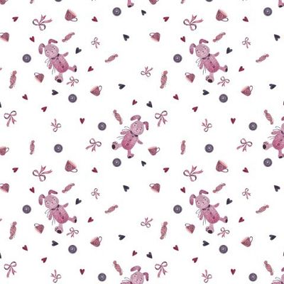 Pattern pink with a bunny