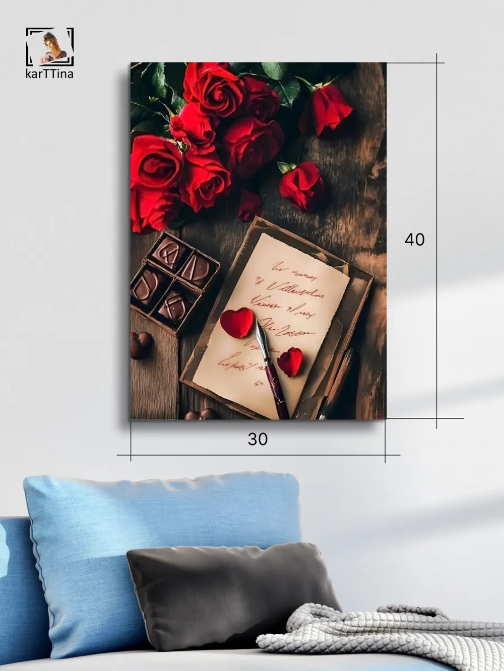 Картина "Письмо любви", для интерьера 30х40см 1шт.