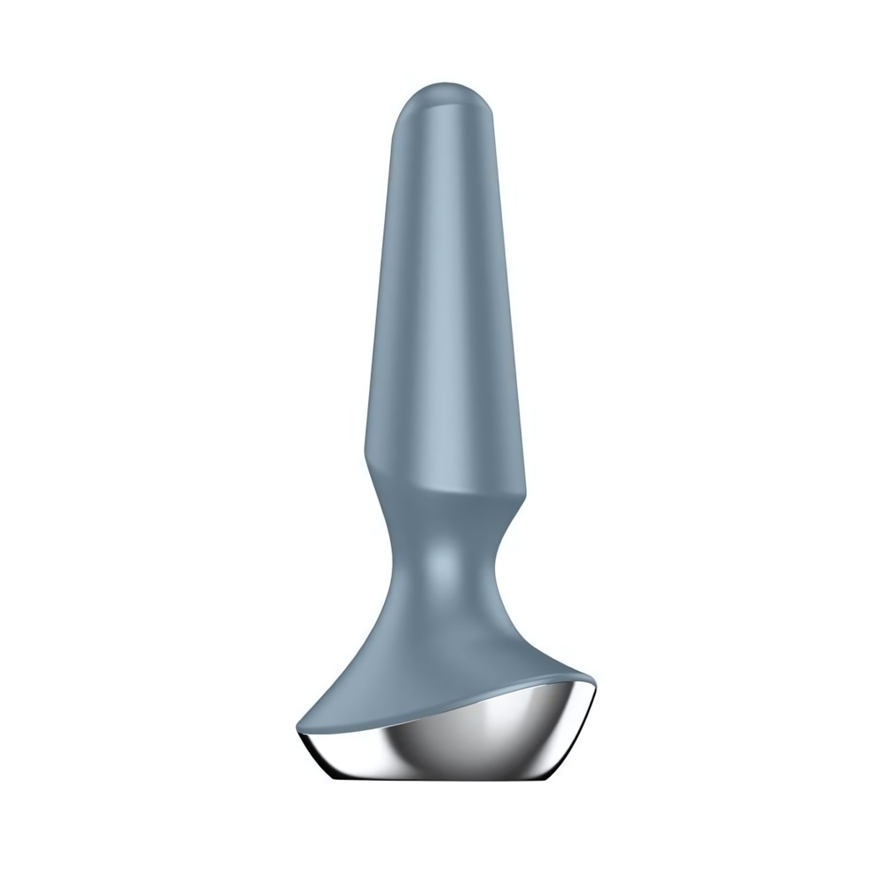 Серая анальная пробка с вибрацией Satisfyer Plug-ilicious 2 - 14 см. (Цвет: серый)